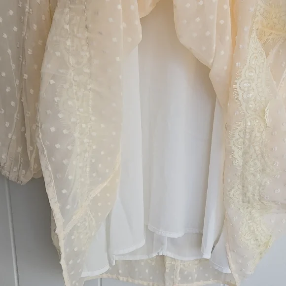 Wistful Moment Ivory Swiss Dot Long Sleeve Dress Size L - Picture 8 of 16